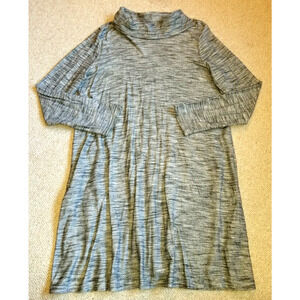 Womens Dress-PURE JILL/ J. JILL-gray marled cotton knit tunic split cowl neck-M